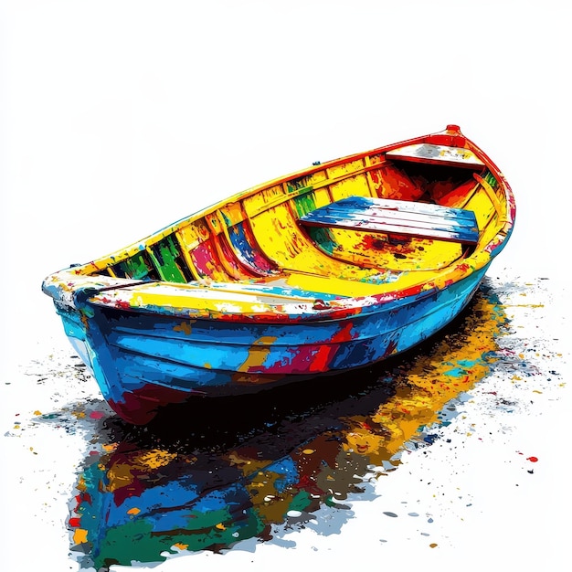 Photo rowboat illustration in colorful pop art style