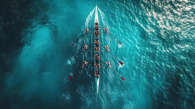 Rowing Team in a Rowboat on the Water