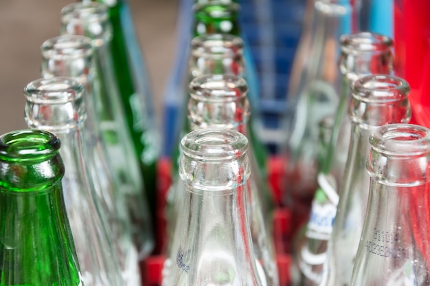 rows of empty bottles 