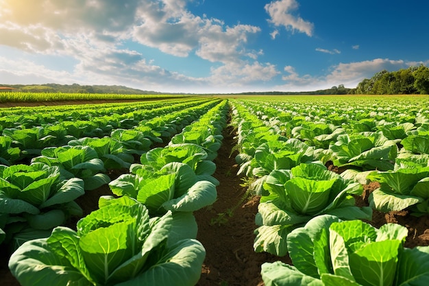 Rows of Green Cabbage Beds Agriculture Snapshot