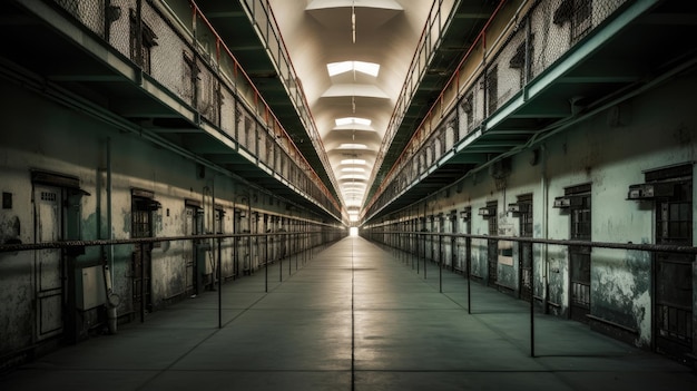 Rows of prison cells prison interior