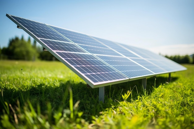 Rows of solar panels in a solar power plant harnessing energy from the sun