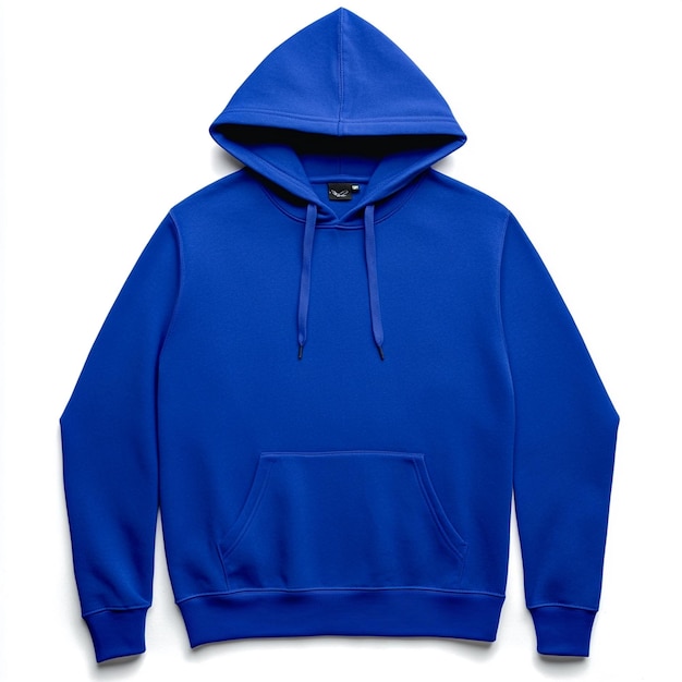 Photo royal blue color blank hoodie mockup in front view on white background