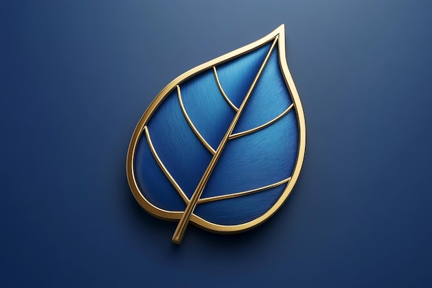 Royal Blue Leaf with Golden Accents 3d Background Wallpaper