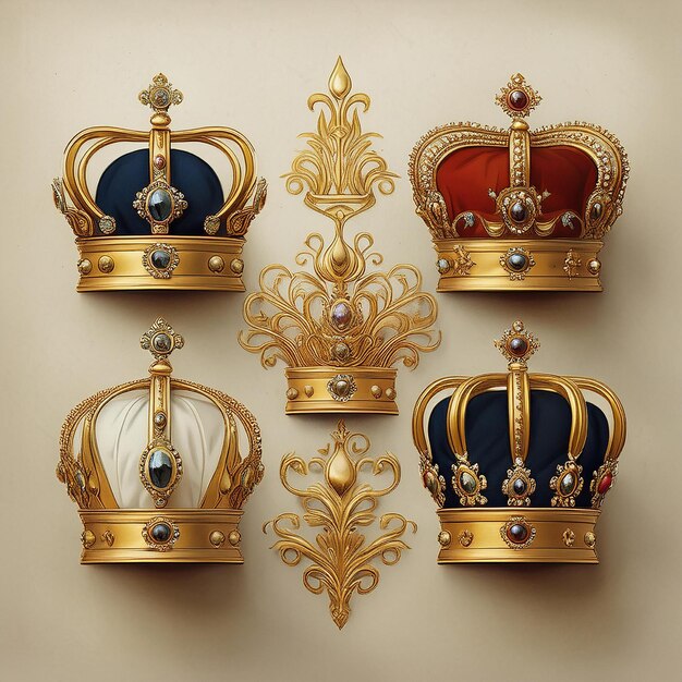 Photo royal crown collection with neutral white base