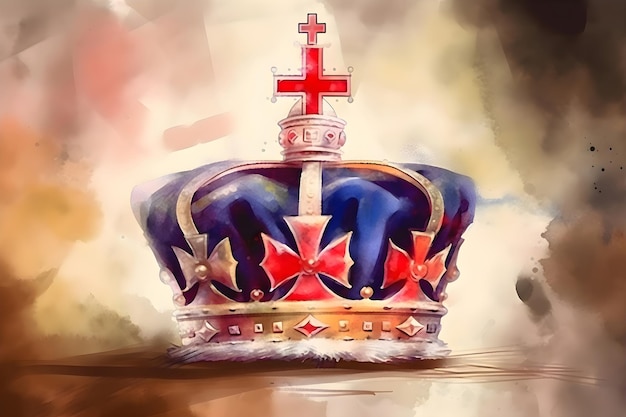 Royal crown on a watercolor background Generative AI