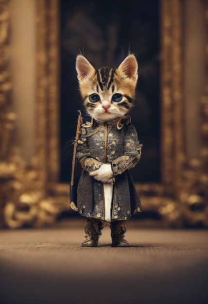 Royal cute and adorable King Kitten Wearing Crown