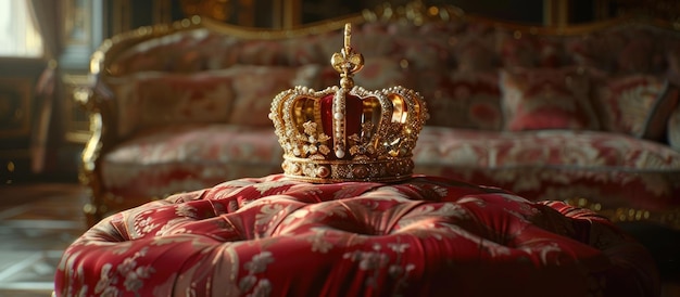 Royal Gold Crown on Red Cushion