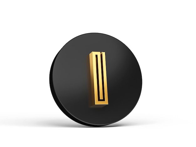 Royal Gold Modern Font Elite 3D Alphabet Letter I on Black 3d button icon 3d Illustration