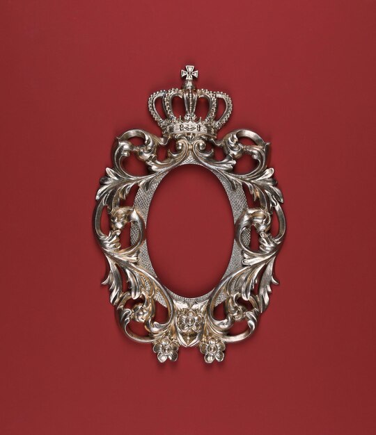 royal golden frame isolated on red background