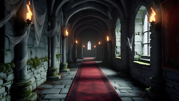 Photo royal hallway with red carpet