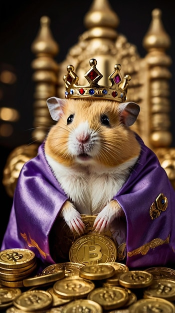 Photo royal hamster on crypto throne