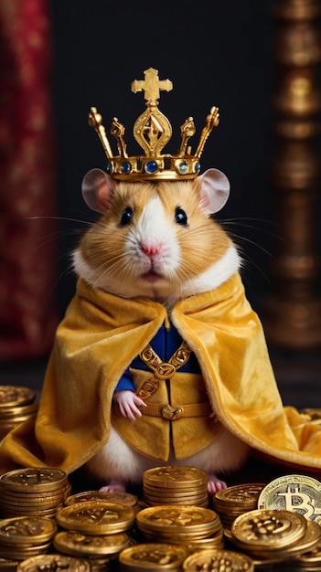 Photo royal hamster on crypto throne