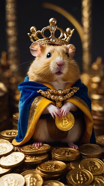 Photo royal hamster on crypto throne