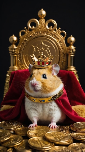 Photo royal hamster on crypto throne