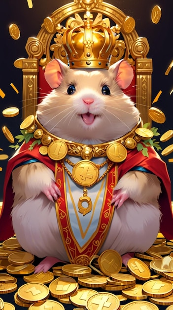 Photo royal hamster on crypto throne