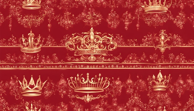 Royal luxury crown on red background Princess and queen