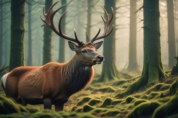 Royal stag in forest