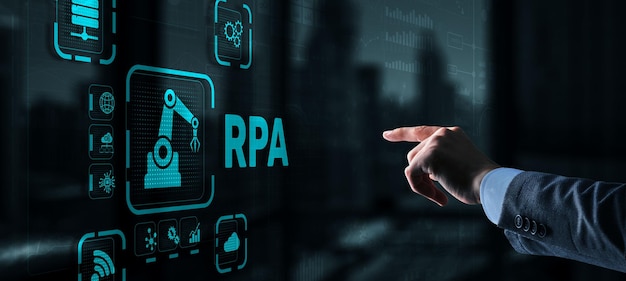 RPA Robotic Process Automation system Big data and business concept