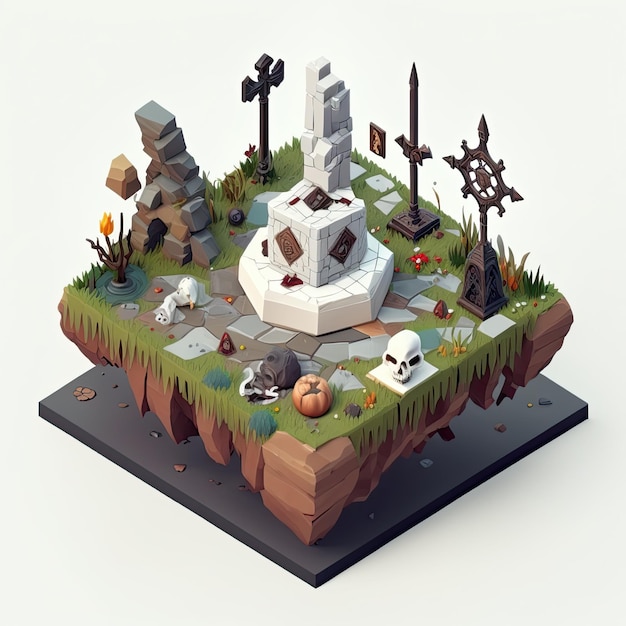 Rpg artifact Isometric rpg item object for rpg game Generative AI