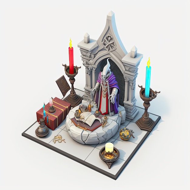 Rpg Mage Isometric rpg item object for rpg game Generative AI