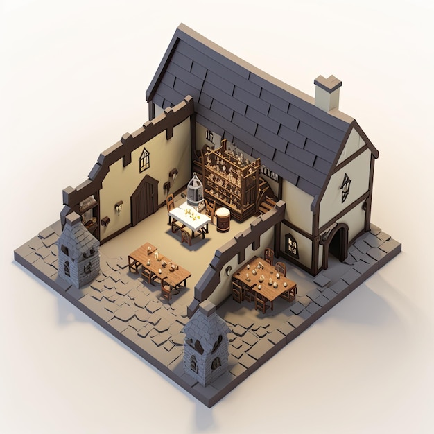 Rpg Tavern Isometric rpg item object for rpg game Generative AI