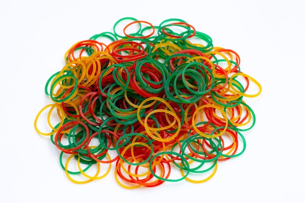 Rubber band on white background