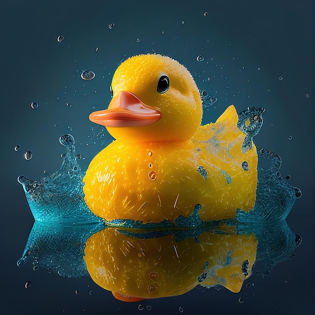 Rubber duck splashing in the water image