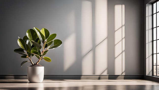 Photo rubber fig plant in an empty room