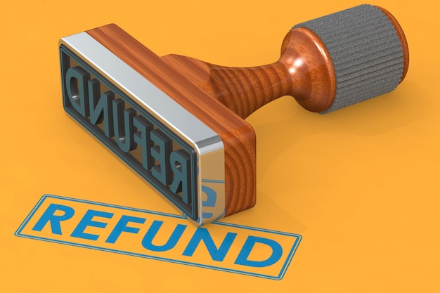 Rubber stamp with refund word