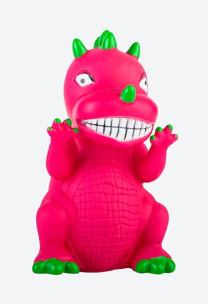 rubber toy pink dragon on a white background