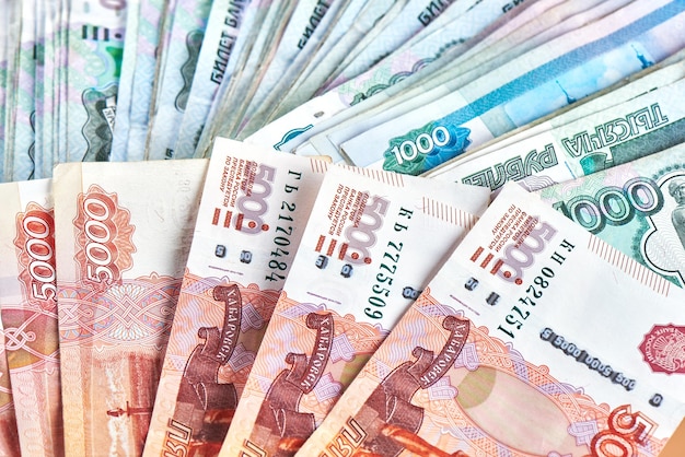 Rubles. Background of paper Russian money