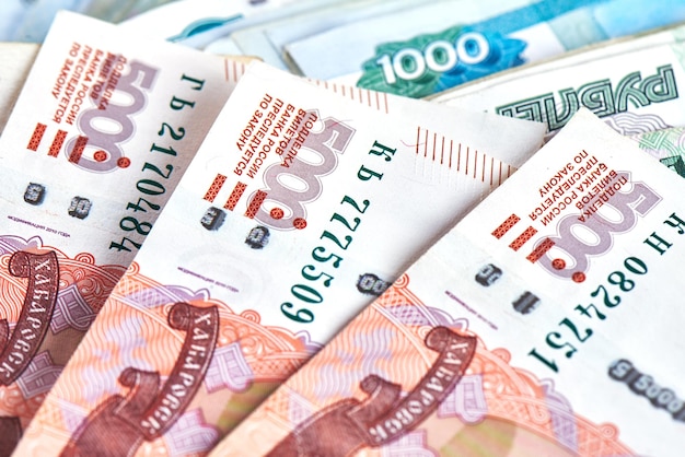 Rubles. Background of paper Russian money