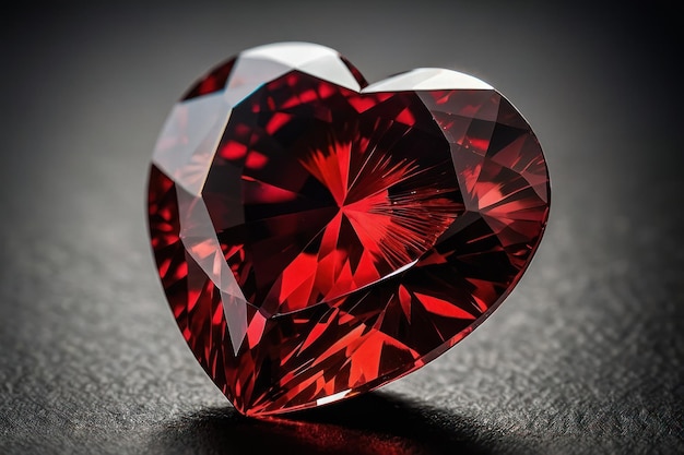 Ruby Heart Gemstone on Dark Surface