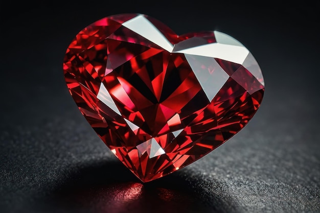 Ruby Heart Gemstone on Dark Surface