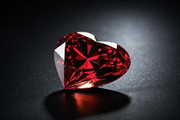 Ruby Heart Gemstone on Dark Surface