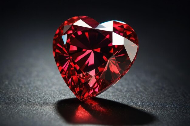 Ruby Heart Gemstone on Dark Surface