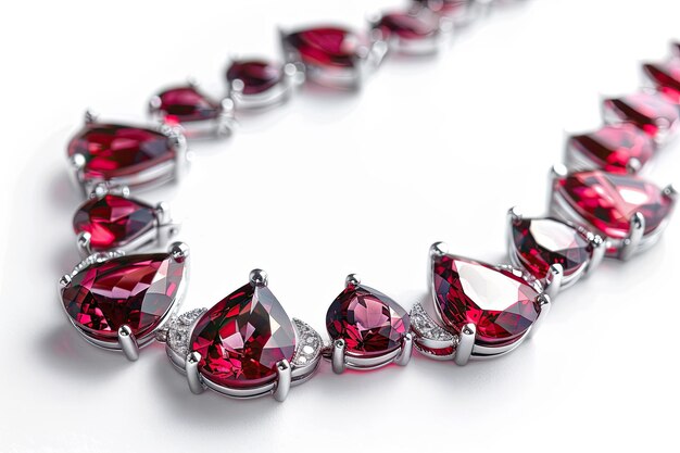 Photo ruby necklace on a clean white background