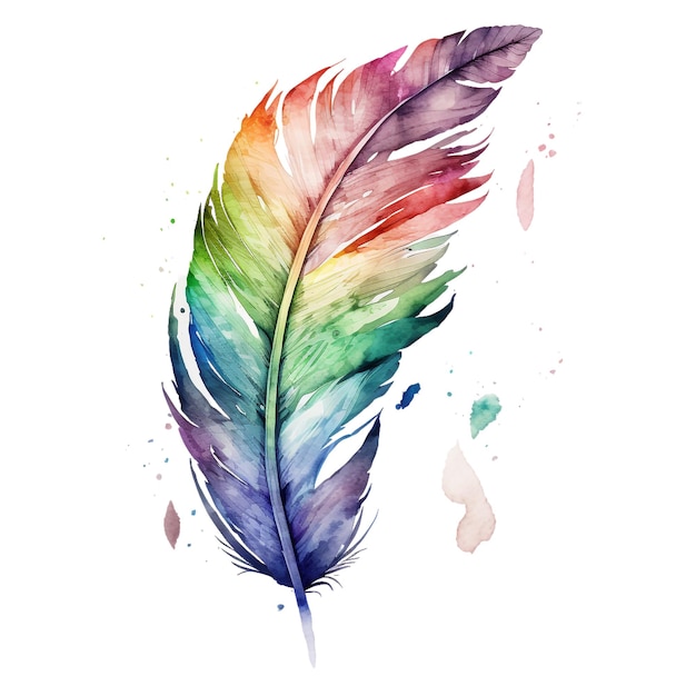 Ruby stone watercolor rainbow feather watercolor 4