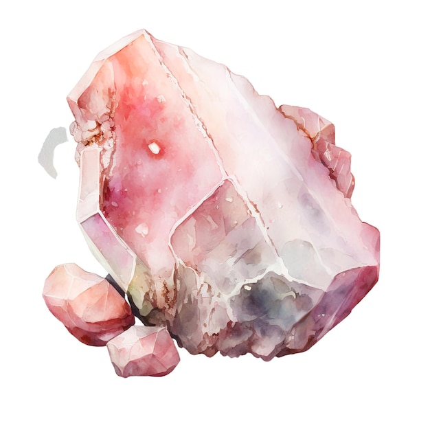 Ruby stone watercolor Rose quartz stone watercolor 3