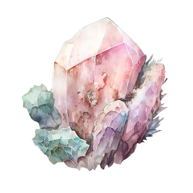 Ruby stone watercolor Rose quartz stone watercolor