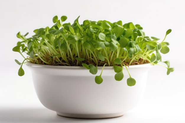 Rucola Growing In White Pot On White Background Generative AI