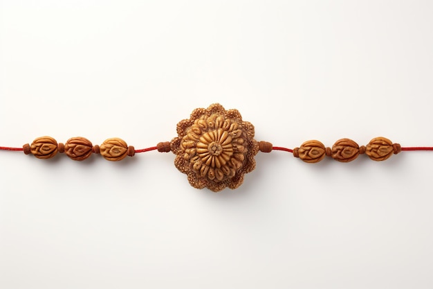 Rudraksha Rakhi on white background