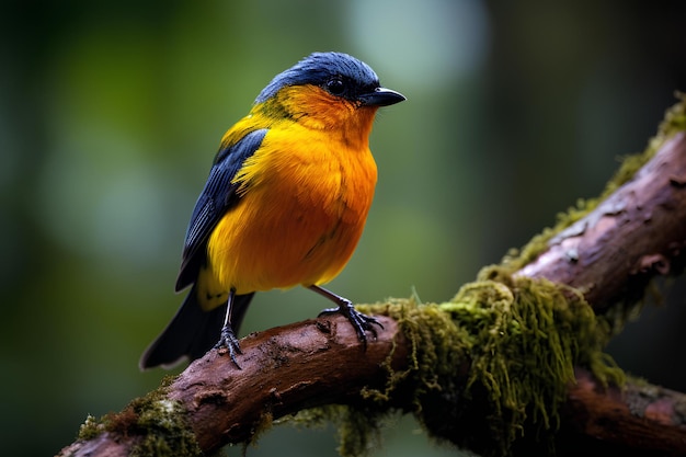 Rufous bellied euphonia in natural forest environment