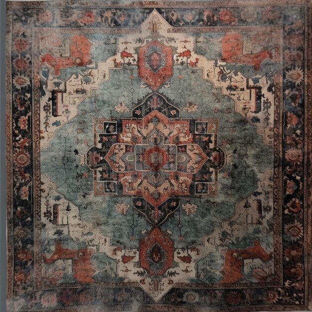 A rug with a floral design on it