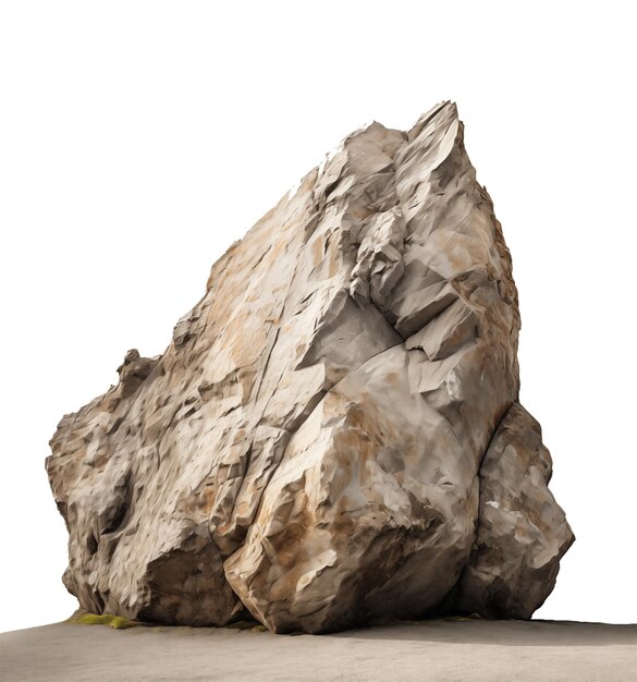 A rugged boulder formation isolated against a transparent background