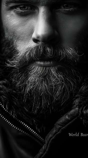 Photo rugged male power closeup bearded man portrait raw masculinity photography