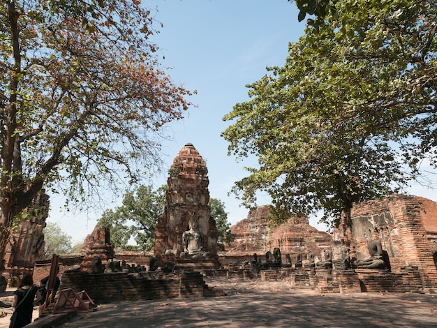 ruin temple and buddha image in Ayadthaya, Thailand