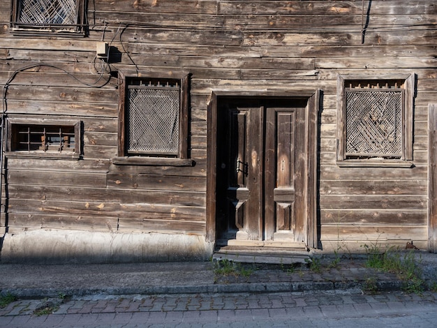 Ruined old wooden building