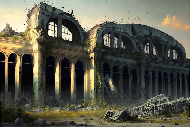 The ruined train station Digital art